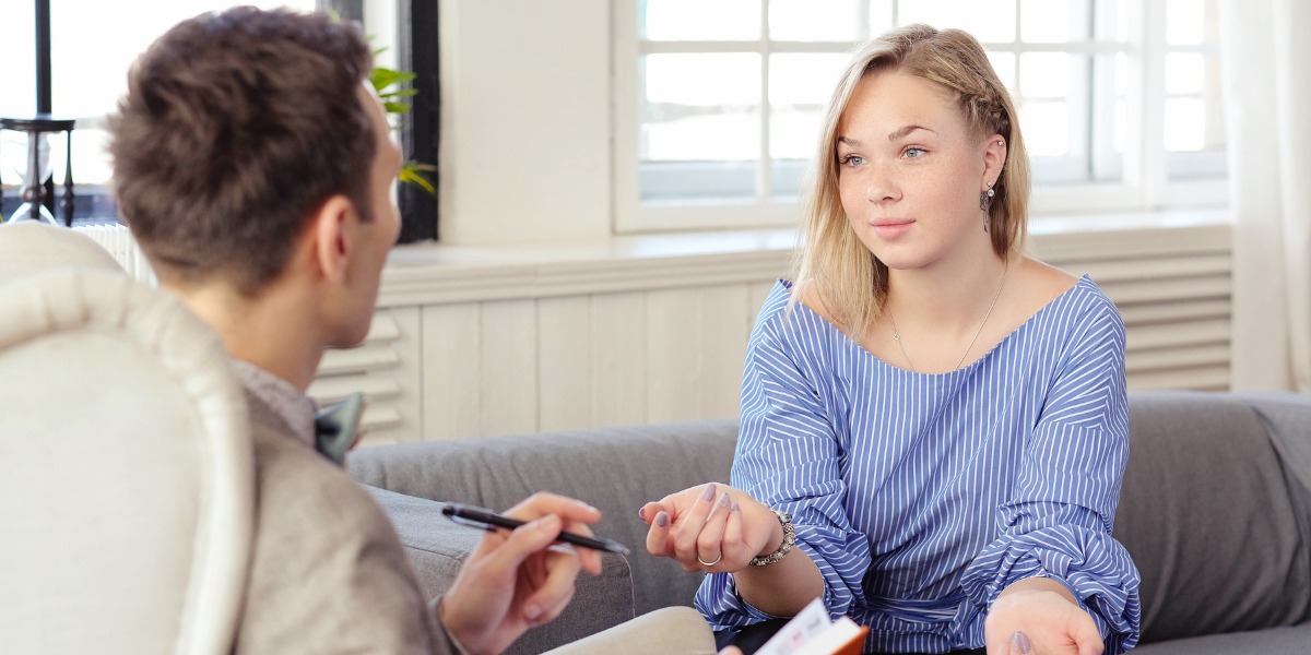 a women at a mental health assessment with a clinician